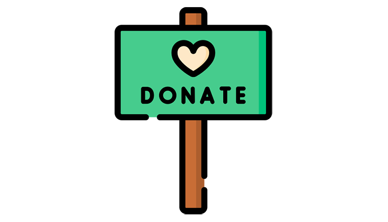 Sign with a heart symbol that says "Donate"